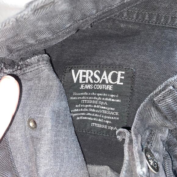 Vintage 90s Y2K Versace Jeans Couture Black Straight Leg Denim Pants 34x35 Italy - Picture 7 of 9